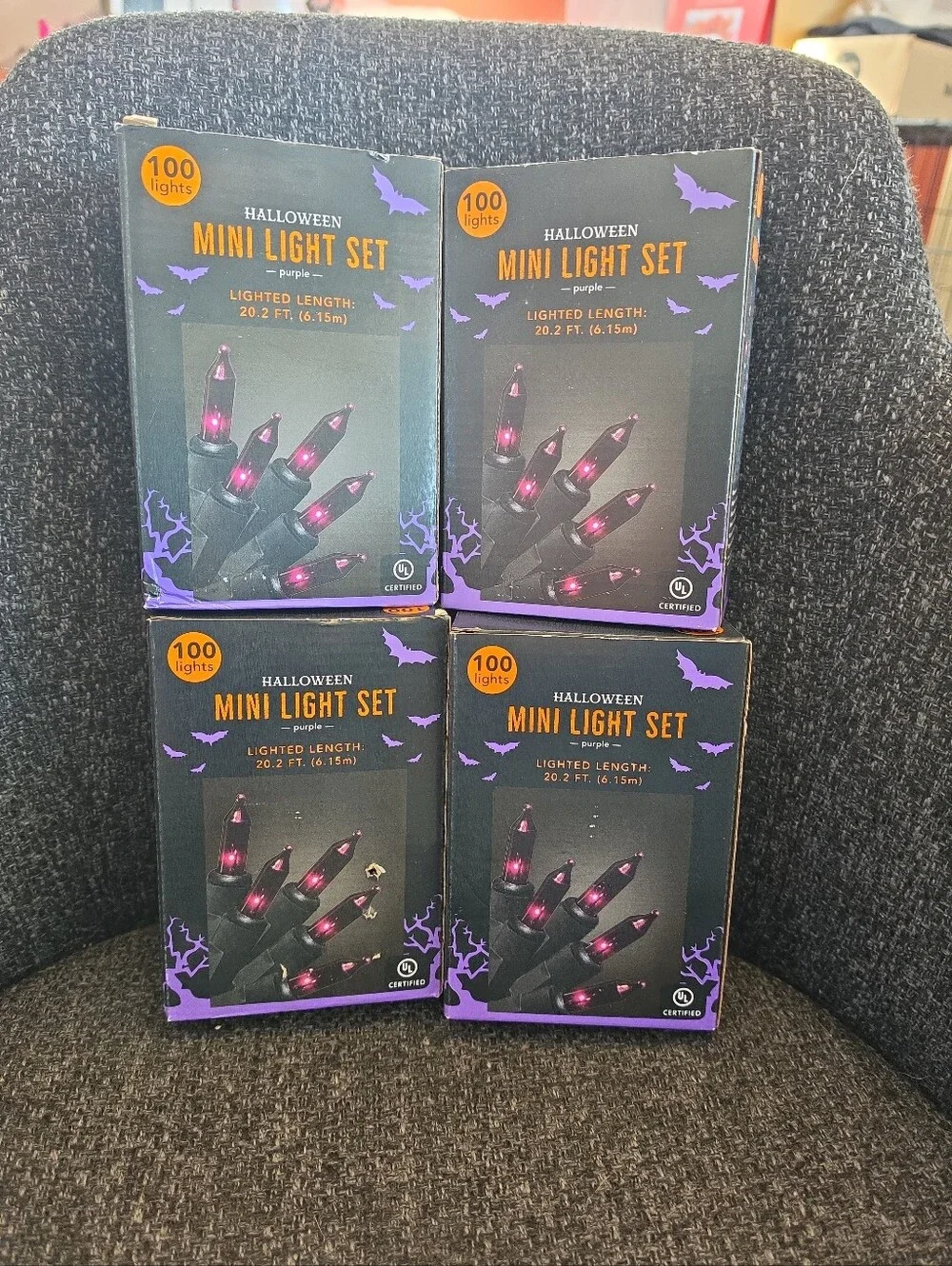 NIB 4 Boxes Of Halloween LED Mini Light Set 400 Purple Lights Total 80 Feet